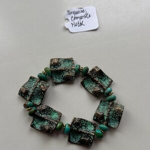 Turquoise Composite Metal Bracelet